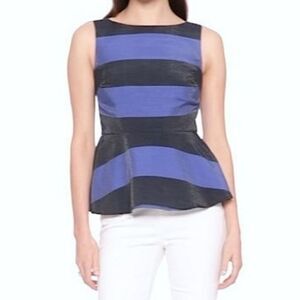 Banana Republic Boat Neck Striped Dressy Office Chic Shimmer Peplum Tank Blouse